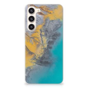 Samsung Galaxy S23 Plus TPU Siliconen Hoesje Marble Blue Gold