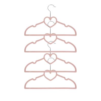Kledinghangers hartvorm - 4x - roze - kinderkamer / babykamer - 33 x 20,5 cm