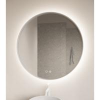 Badkamerspiegel Athena | 90 cm | Rond | Indirecte LED verlichting | Touch button | Spiegelverwarming | Wit metalen rand