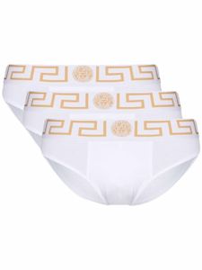 Versace lot de trois boxers à taille à logo - Blanc