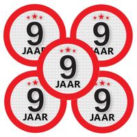 9 jaar leeftijd sticker - 10x - rond - Dia 9 cm - 9 jaar verjaardag - jubileum - leeftijd versiering