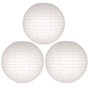 Set van 30x stuks luxe witte bol lampionnen 25 cm