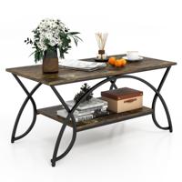 Salontafel in Marmerlook Koffietafel met Plank en Metalen Frame Woonkamertafel Bijzettafel Banktafel voor Woonkamer 100 x 50 x 45 cm