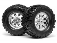 Mounted super mudders tire 165x88mm on ringz wheel shiny chrome - thumbnail