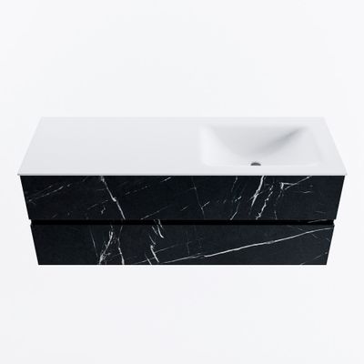 MONDIAZ VICA 130cm badmeubel onderkast Marquina 2 lades. Wastafel CLOUD rechts 1 kraangat, kleur Talc.