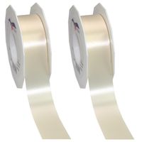 2x XL hobby/decoratie beige kunststof sierlinten 4 cm/40 mm x 91 meter