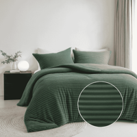 Dekbedovertrek Teddy Rib Groen Eenpersoons (140x200 Cm) Groen Microvezel Strepen Fresh And Co - Overtrek - 140x200 Cm (Eenpersoons) - Fresh And - Dekbed-Discounter.nl