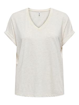 Only Onlrina S/s V-neck Glitter Top Cs Jrs T-shirt Korte Mouw Birch
