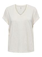Only Onlrina S/s V-neck Glitter Top Cs Jrs T-shirt Korte Mouw Birch Only Onlrina S/s V-neck Glitter Top Cs Jrs T-shirt Korte Mouw Birch