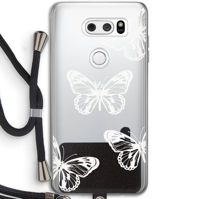White butterfly: LG V30 Transparant Hoesje met koord