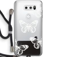 White butterfly: LG V30 Transparant Hoesje met koord