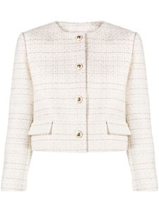 SANDRO veste en tweed à coupe crop - Blanc