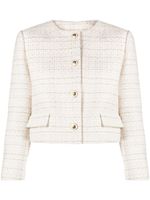 SANDRO veste en tweed à coupe crop - Blanc