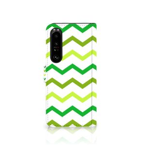 Sony Xperia 1 IV Telefoon Hoesje Zigzag Groen