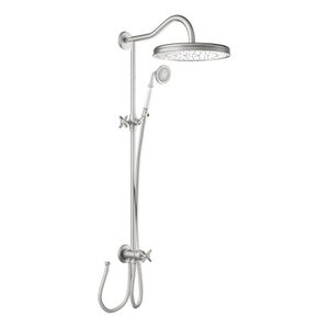 Tres Clasic glijstang set met regendouche 108 cm vintage rvs look