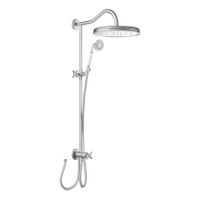 Tres Clasic glijstang set met regendouche 108 cm vintage rvs look