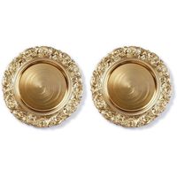 12x Diner borden/onderborden goud met decoratieve rand 33 cm rond