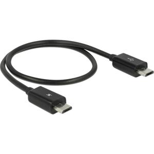 Delock USB-kabel USB 2.0 USB-micro-B stekker, USB-micro-B stekker 0.30 m Zwart Met OTG-functie 83570