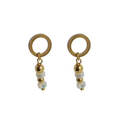 Flow Jewels Hang Oorbellen Rio Wit | Goud