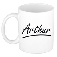 Naam cadeau mok / beker Arthur met sierlijke letters 300 ml   - - thumbnail