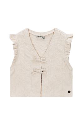 Like Flo winter gilet meisjes - beige - Dia - nep strik sluiting