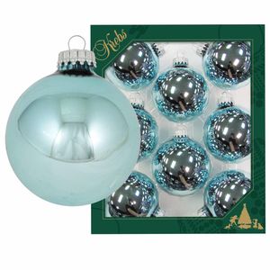 8x Glanzende blauwe kerstboomversiering kerstballen van glas 7 cm   -