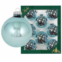 8x Glanzende blauwe kerstboomversiering kerstballen van glas 7 cm   - - thumbnail