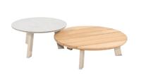 Emma set van 2 salontafels latte, 65 en 80 cm dia. printed keramiek / teak top Taste Taste - Taste