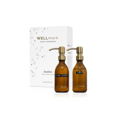 Wellmark Handverzorgingsset giftset - handcreme 250ml - handlotion 250ml - bamboo - amber - tekst: soap 8720938454929