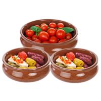 Set van 3 Tapas ovenschalen/serveerschalen - 2x 18 cm en 1x 24 cm - rond - Spaans terracotta