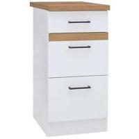 Junona Kitchen Low Furniture 40 cm - 3 laden + Worktop - Briljant wit