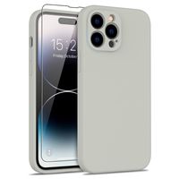 Lunso - iPhone 15 Pro - Hoesje Flexibel silicone Backcover - Beige
