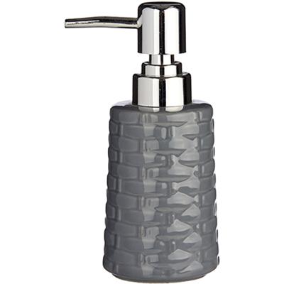 Berilo zeeppompje/dispenser - keramiek - grijs/zilver - 350 ml - navulbaar - toilet/badkamer/keuken
