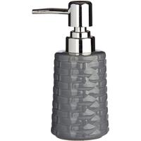 Berilo zeeppompje/dispenser - keramiek - grijs/zilver - 350 ml - navulbaar - toilet/badkamer/keuken