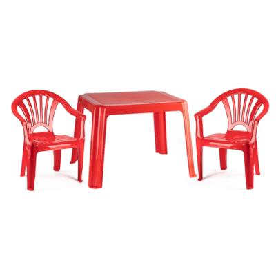 Tuinstoelen en tafel set voor kinderen - kunststof - rood - met 2x stoelen - buiten/binnen