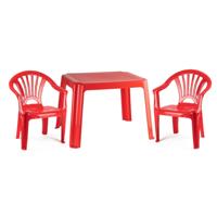 Tuinstoelen en tafel set voor kinderen - kunststof - rood - met 2x stoelen - buiten/binnen