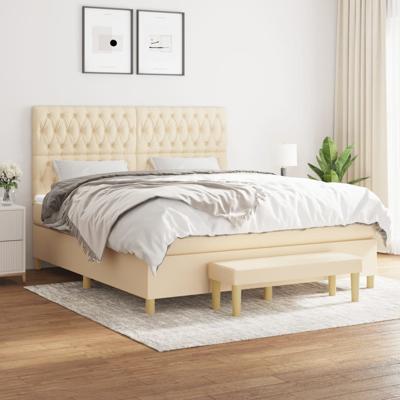 Boxspring met matras stof crèmekleurig 180x200 cm