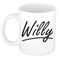 Willy Naam koffiemok - beker - met sierlijke letters - wit - 300 ml - Cadeau - Heren