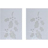 Kerst raamsjabloon hulsttakken - 2x - wit - 35 cm - raamdecoratie - kerstversiering
