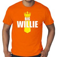 Grote maten Koningsdag t-shirt big Willie met kroontje oranje voor heren - thumbnail