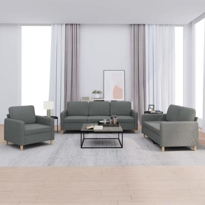 3-delige Loungeset met kussens stof donkergrijs