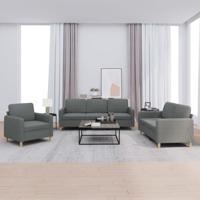 3-delige Loungeset met kussens stof donkergrijs