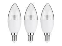 LIVARNO home 2 of 3 LED-lampen (4,9W E14 kaars, set van 3, Transparant)