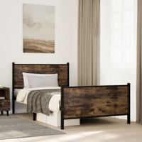 Bedframe zonder matras metaal gerookt eikenkleurig 100x190 cm