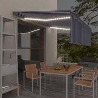 Luifel automatisch rolgordijn LED windsensor 4x3 m blauw en wit