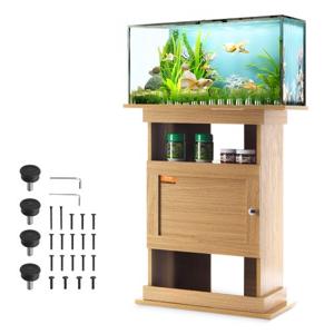 VEVOR Aquariumstandaard, 20 gallon aquariumstandaard, 64x40x72cm MDF Turtle Tankstandaard, 76kg laadvermogen, reptielentankstandaard met opbergruimte, kast en hardwarekit, lindehoutkleur