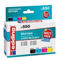 Edding Inktcartridge vervangt Brother LC-223BK, LC-223C, LC-223M, LC223Y Compatibel Combipack Zwart, Geel, Cyaan, Magenta EDD-550 18-550 - thumbnail