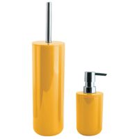 MSV Toiletborstel in houder 38 cm/zeeppompje set Moods - kunststof - saffraan geel - Badkameraccessoireset - thumbnail