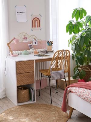 Bureau CHEVRONS-lijn wit/hout