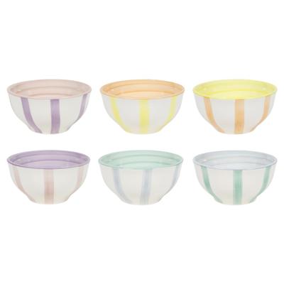 Schaaltje pastel stripes doos a 6 Ø12cm